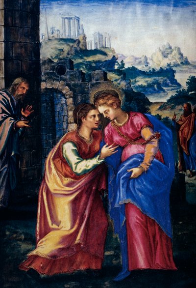 Visitation, from a facsimile of the Breviary of King Philip II of Spain by Julian and Leon, Andres de Fuente del Saz